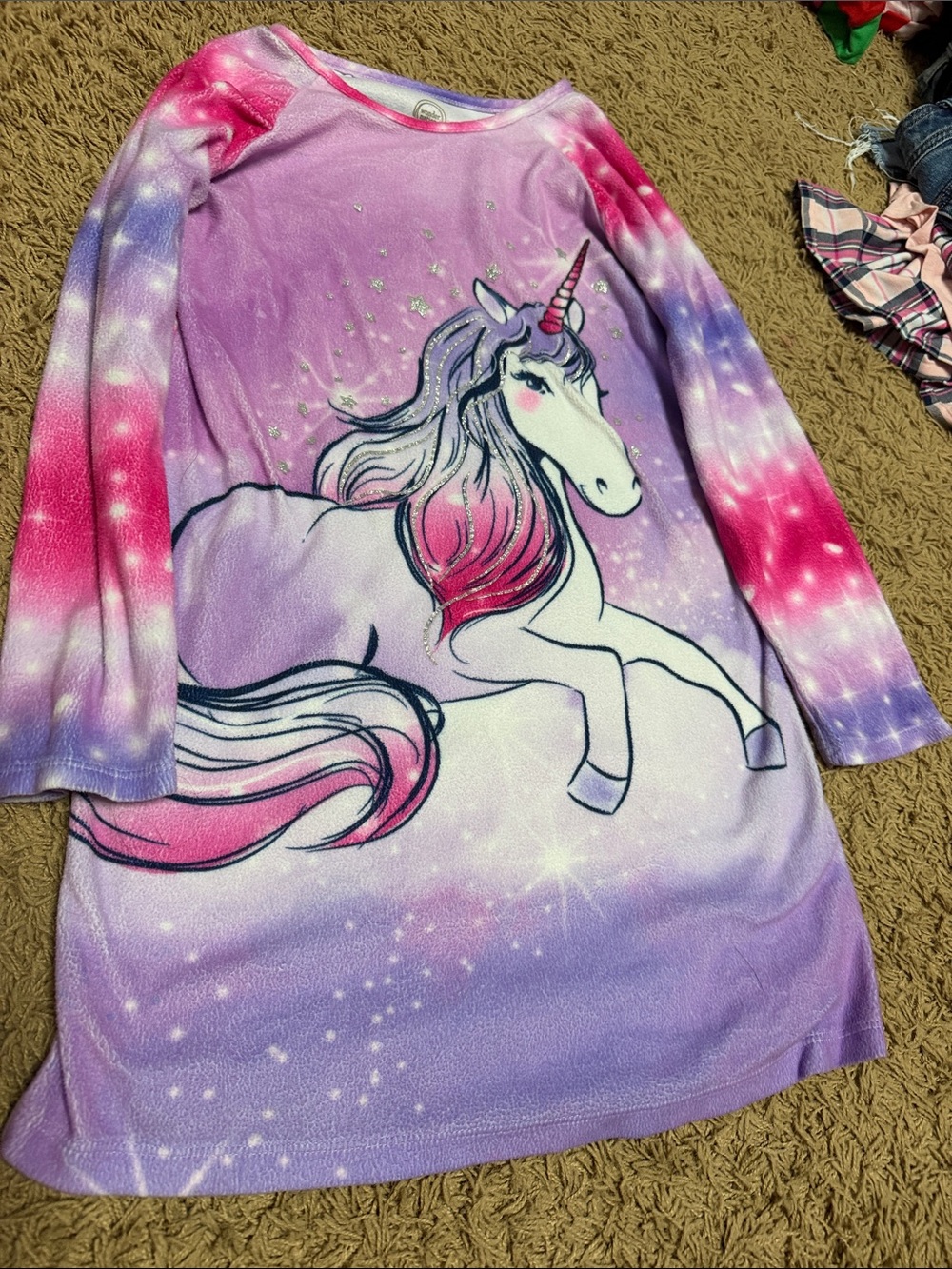 wonder nation Girls Unicorn Nightgown - Purple, Pink